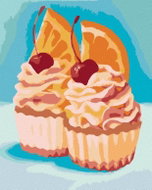 Zuty - Painting by Numbers - Cupcake With Orange And Cherry (Myroslava Voloschuk), 80X100 Cm, Canvas - Painting by Numbers