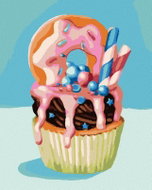Zuty - Painting by Numbers - Cupcake With Donut (Myroslava Voloschuk), 80X100 Cm, Canvas+Frame - Painting by Numbers