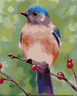 Zuty - Painting by Numbers - Blue Bird on a Twig (Myroslava Voloschuk), 80X100 Cm, Canvas+Frame - Painting by Numbers