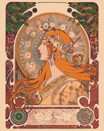 Zuty - Painting by Numbers - Zodiac (Alfons Mucha), 40X50 Cm, Canvas+Frame - Painting by Numbers