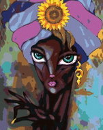 Zuty - Painting by Numbers - African Woman with Sunflower, 80X100 Cm, Canvas - Painting by Numbers
