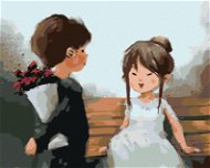 Zuty - Painting by Numbers - Boy Handing Girl Flowers, 80X100 Cm, Canvas+Frame - Painting by Numbers