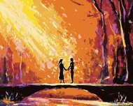 Zuty - Painting by Numbers - Love on a Wooden Bridge, 40X50 Cm, Canvas - Painting by Numbers