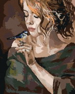 Zuty - Painting by Numbers - Girl With Bird, 80X100 Cm, Canvas - Painting by Numbers