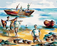 Zuty - Painting by Numbers - Fishermen on the Coast, 80X100 Cm, Canvas - Painting by Numbers