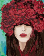 Zuty - Painting by Numbers - Face With Red Roses, 80X100 Cm, Canvas+Frame - Painting by Numbers