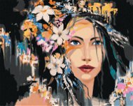 Zuty - Painting by Numbers - Black Haired Woman With Flowers, 80X100 Cm, Canvas+Frame - Painting by Numbers