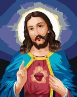 Zuty - Painting by Numbers - Jesus Christ and His Sacred Heart, 80X100 Cm, Canvas+Frame - Painting by Numbers