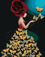 Zuty - Painting by Numbers - Woman And Butterfly Dress, 80X100 Cm, Canvas - Painting by Numbers