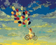 Zuty - Painting by Numbers - Woman on a Bicycle with Balloons, 80X100 Cm, Canvas - Painting by Numbers