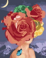 Zuty - Painting by Numbers - Woman With Big Flower, 80X100 Cm, Canvas - Painting by Numbers