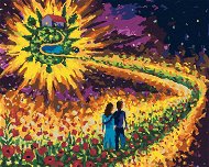 Zuty – Maľovanie podľa čísel – Zamilovaný pár na kvetinovej ceste, 80 × 100 cm, plátno + rám - Maľovanie podľa čísel