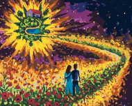 Zuty - Painting by Numbers - Couple in Love on a Flower Route, 80X100 Cm, Canvas - Painting by Numbers