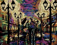 Zuty – Maľovanie podľa čísel – Zamilovaný pár pod dáždnikom, 80 × 100 cm, plátno + rám - Maľovanie podľa čísel