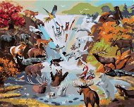 Zuty – Maľovanie podľa čísel – Vodopád a zvieratá (D. Rusty Rust), 80 × 100 cm, plátno + rám - Maľovanie podľa čísel