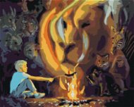 Zuty – Maľovanie podľa čísel – Chlapec pri ohni a lev v dyme (D. Rusty Rust), 80 × 100 cm, plátno + rám - Maľovanie podľa čísel