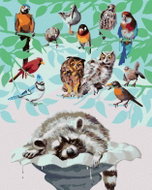 Zuty - Painting by Numbers - Birds And Raccoon (D. Rusty Rust), 80X100 Cm, Canvas - Painting by Numbers