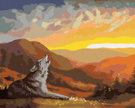 Zuty - Painting By Numbers - Howling Wolf, Sunset And Mountains (D. Rusty Rust), 80X100 Cm, Canvas - Painting by Numbers