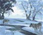 Zuty - Painting by Numbers - Wolves at the River in Winter (D. Rusty Rust), 80X100 Cm, Canvas+Frame - Painting by Numbers