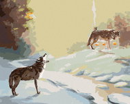 Zuty - Painting By Numbers - Howling Wolf And River (D. Rusty Rust), 40X50 Cm, Canvas - Painting by Numbers