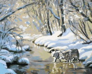 Zuty - Painting by Numbers - Wolves in the River (D. Rusty Rust), 40X50 Cm, Canvas+Frame - Painting by Numbers