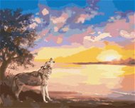 Zuty - Painting by Numbers - Howling Wolf And Sunset By Water (D. Rusty Rust), 80X100 Cm, Canvas+Ra - Painting by Numbers