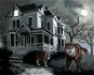 Zuty - Painting by Numbers - Wolf And Haunted House At Full Moon (D. Rusty Rust), 80X100 Cm, Canvas+ - Painting by Numbers