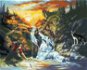 Zuty - Painting by Numbers - Fishing Man, Waterfall And Wolf (D. Rusty Rust), 80X100 Cm, Canvas+Fram - Painting by Numbers