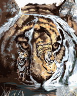 Zuty - Painting by Numbers - Tiger, Valley And Waterfall (D. Rusty Rust), 80X100 Cm, Canvas+Frame - Painting by Numbers