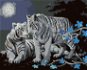 Zuty - Painting by Numbers - White Tiger, Blue Flowers and Full Moon (D. Rusty Rust), 80X100 Cm, Can - Painting by Numbers