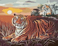Zuty - Painting by Numbers - Tiger And Sunset On Savannah (D. Rusty Rust), 40X50 Cm, Canvas - Painting by Numbers