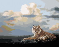 Zuty - Painting by Numbers - Lying Tiger And Clouds (D. Rusty Rust), 40X50 Cm, Canvas - Painting by Numbers