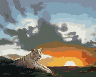 Zuty - Painting by Numbers - White Tiger and Sunset (D. Rusty Rust), 80X100 Cm, Canvas - Painting by Numbers