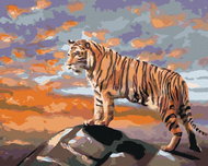 Zuty - Painting By Numbers - Tiger On The Rock (D. Rusty Rust), 40X50 Cm, Canvas+Frame - Painting by Numbers