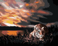Zuty - Painting by Numbers - Lurking Tiger And Sunset (D. Rusty Rust), 80X100 Cm, Canvas - Painting by Numbers
