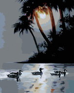 Zuty - Painting by Numbers - Duck, Palms and Sunset (D. Rusty Rust), 40X50 Cm, Canvas - Painting by Numbers