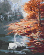 Zuty - Painting by Numbers - Swans And Autumn (D. Rusty Rust), 80X100 Cm, Canvas - Painting by Numbers