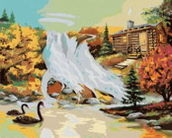 Zuty - Painting By Numbers - Swans On The Lake And A Cottage (D. Rusty Rust), 40X50 Cm, Canvas - Painting by Numbers