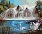 Zuty - Painting by Numbers - Swans on the Lake and Waterfall (D. Rusty Rust), 80X100 Cm, Canvas+Fram - Painting by Numbers