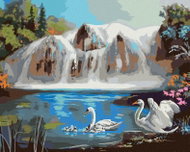 Zuty - Painting By Numbers - Swans On The Lake And Waterfall (D. Rusty Rust), 40X50 Cm, Canvas - Painting by Numbers