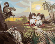 Zuty - Painting by Numbers - Squirrels and Sunset (D. Rusty Rust), 40X50 Cm, Canvas - Painting by Numbers