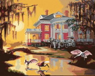 Zuty - Painting By Numbers - Carriage With White Horse At Home, Birds And Sunset (D. Rusty Rust), 80 - Painting by Numbers