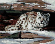 Zuty - Painting By Numbers - Snow Leopard In Hiding (D. Rusty Rust), 40X50 Cm, Canvas - Painting by Numbers