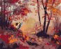 Zuty - Painting by Numbers - Raccoon And Autumn Forest (D. Rusty Rust), 80X100 Cm, Canvas+Frame - Painting by Numbers