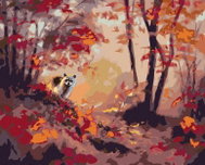 Zuty - Painting by Numbers - Raccoon And Autumn Forest (D. Rusty Rust), 40X50 Cm, Canvas - Painting by Numbers