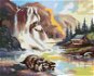 Zuty - Painting by Numbers - Raccoon By The River, Waterfall And Cottage (D. Rusty Rust), 80X100 Cm, - Painting by Numbers