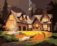 Zuty - Painting by Numbers - Peacock And House With Fountain (D. Rusty Rust), 40X50 Cm, Canvas - Painting by Numbers