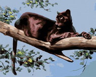 Zuty - Painting by Numbers - Panther Lying on a Branch (D. Rusty Rust), 40X50 Cm, Canvas - Painting by Numbers