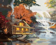 Zuty - Painting by Numbers - Raccoon, Cottage And Waterfall (D. Rusty Rust), 40X50 Cm, Canvas - Painting by Numbers