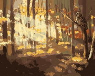 Zuty - Painting by Numbers - Owl And Forest For Autumn (D. Rusty Rust), 40X50 Cm, Canvas - Painting by Numbers